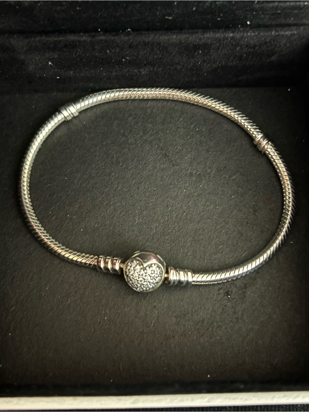 7” Vintage Pandora Moments silver CZ Chain Bracelet